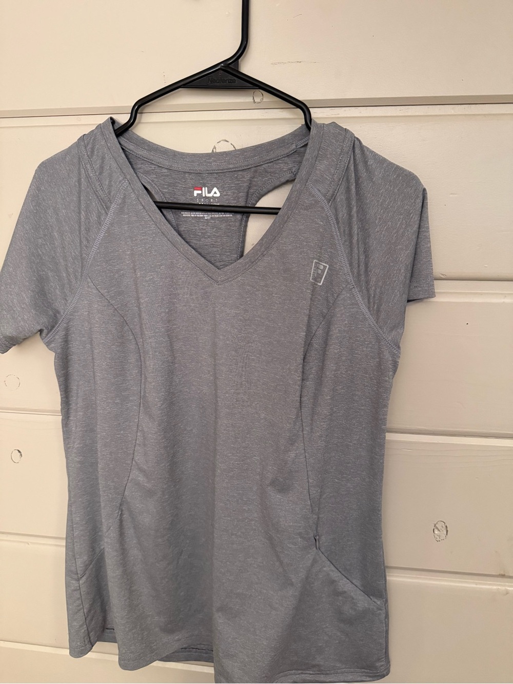 Fila Women's Gray V-Neck Short Sleeve Athletic Tee